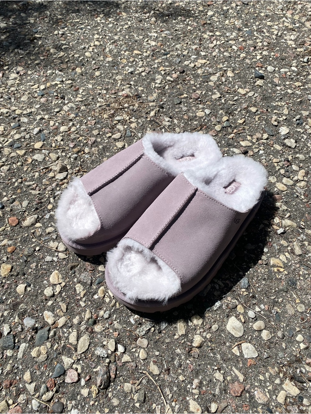 UGG Women’s Plush Greenport Slide Slippers in lilac purple